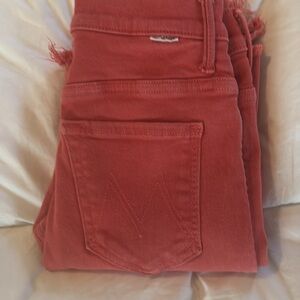❤️Mother denim- size 25- Red Ankle Cropped Jeans❤️ (#12)
